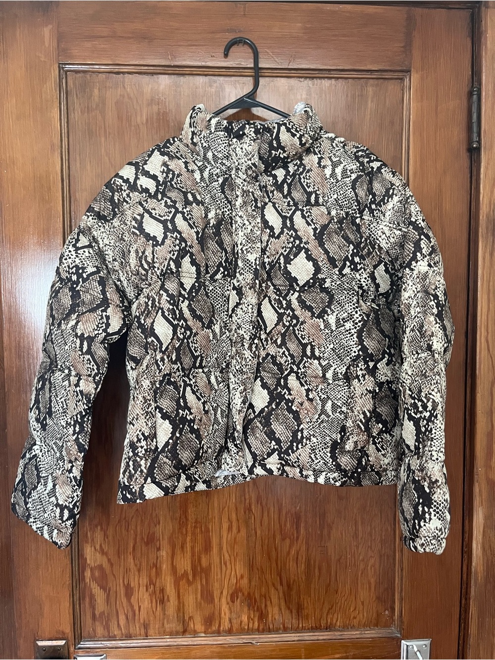Thread & Supply Snake-Print Bomber Puffer Jacket